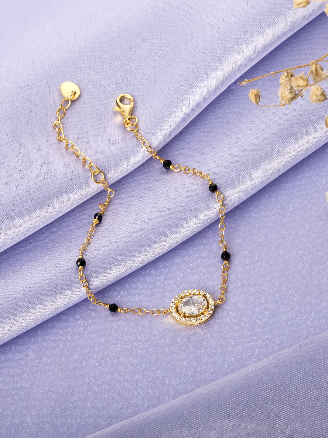 

Zavya Women 925 Pure Sterling Silver Cubic Zirconia Gold-Plated Link Bracelet