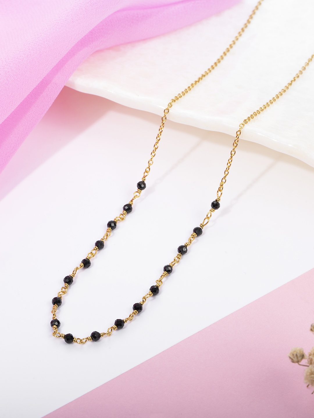 

Zavya Gold-Plated 925 Pure Sterling Silver Beaded Mangalsutra