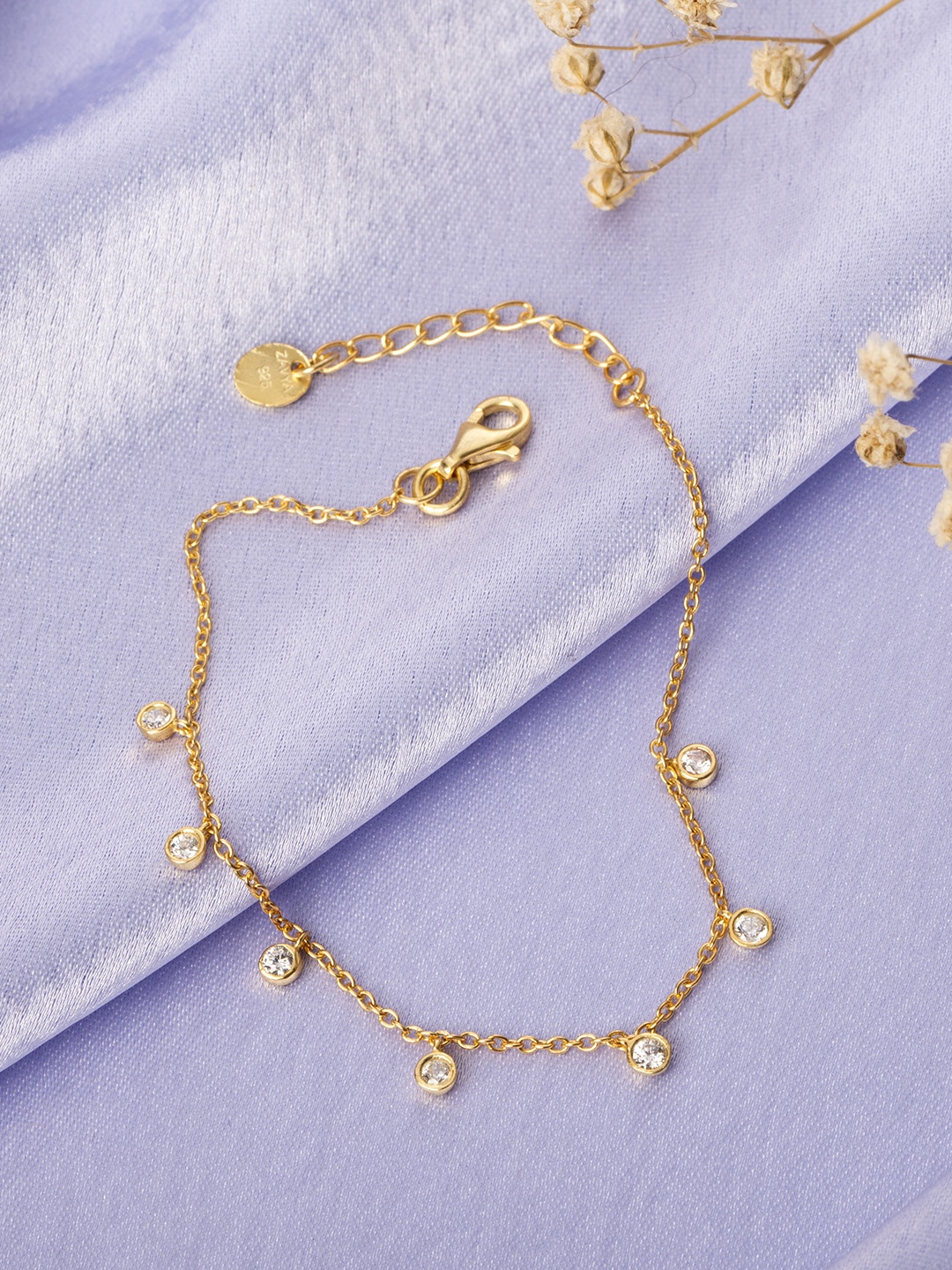 

Zavya Women 925 Pure Sterling Silver Cubic Zirconia Gold-Plated Link Bracelet