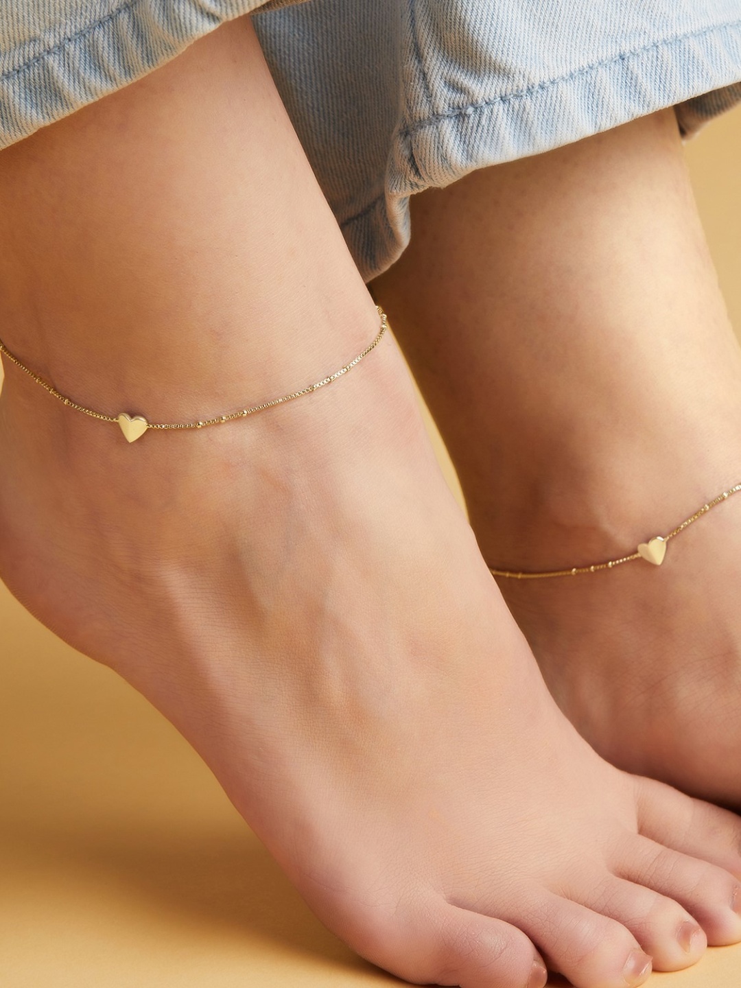 

Zavya Pack Of 2 Gold-Plated 925 Pure Sterling Silver Anklets