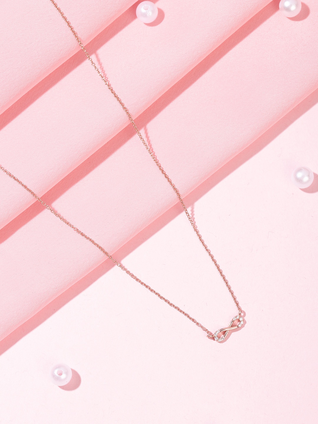 

Zavya 925 Pure Sterling Silver CZ Rose Gold-Plated Necklace