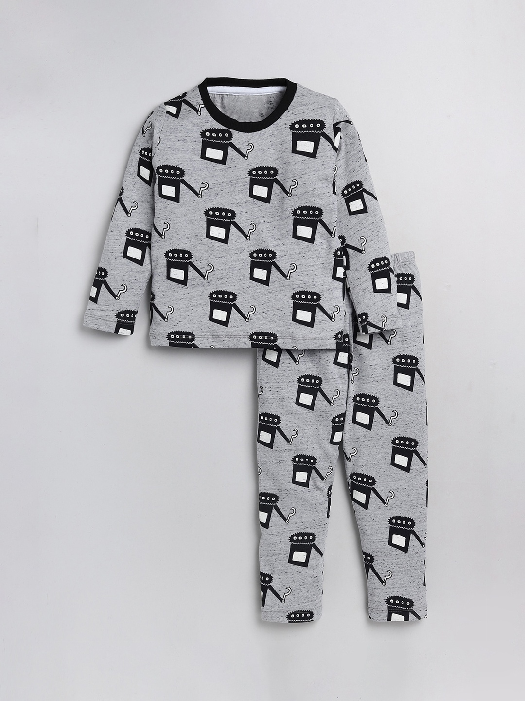 

YK Boys Conversational Printed T-shirt With Pyjama, Grey