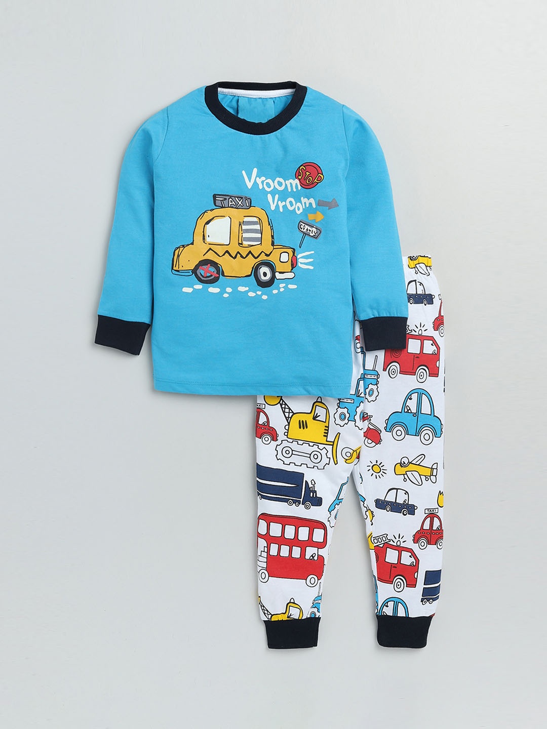 

YK Boys Graphic Printed Night suit, Navy blue