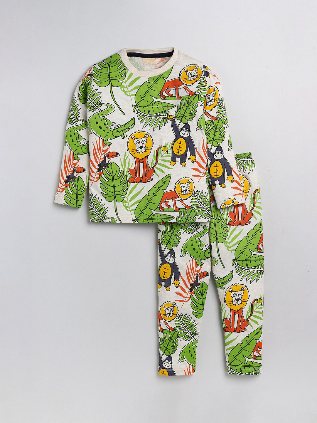 

YK Boys Conversational Printed Night suit, Cream