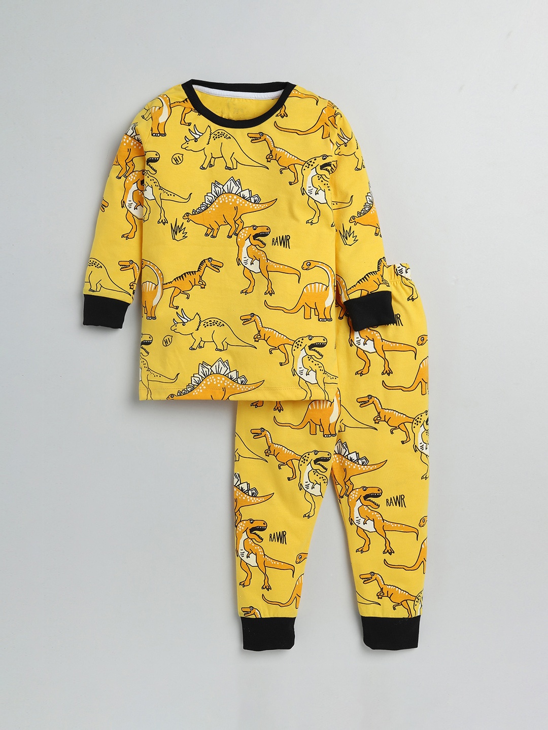 

YK Boys Animal Printed T-shirt With Pyjama, Yellow
