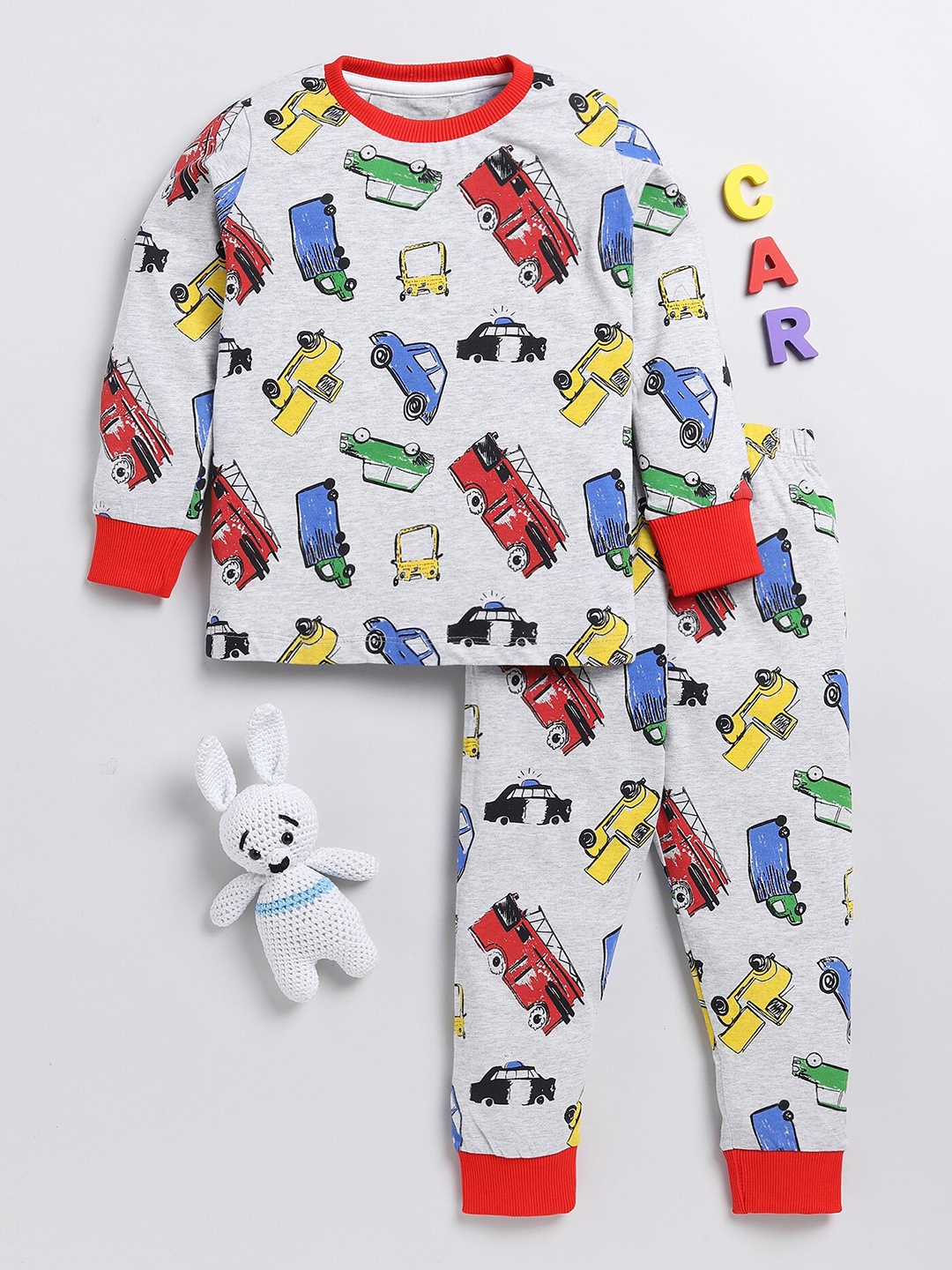 

YK Boys Conversational Printed T-shirt With Pyjama, Grey