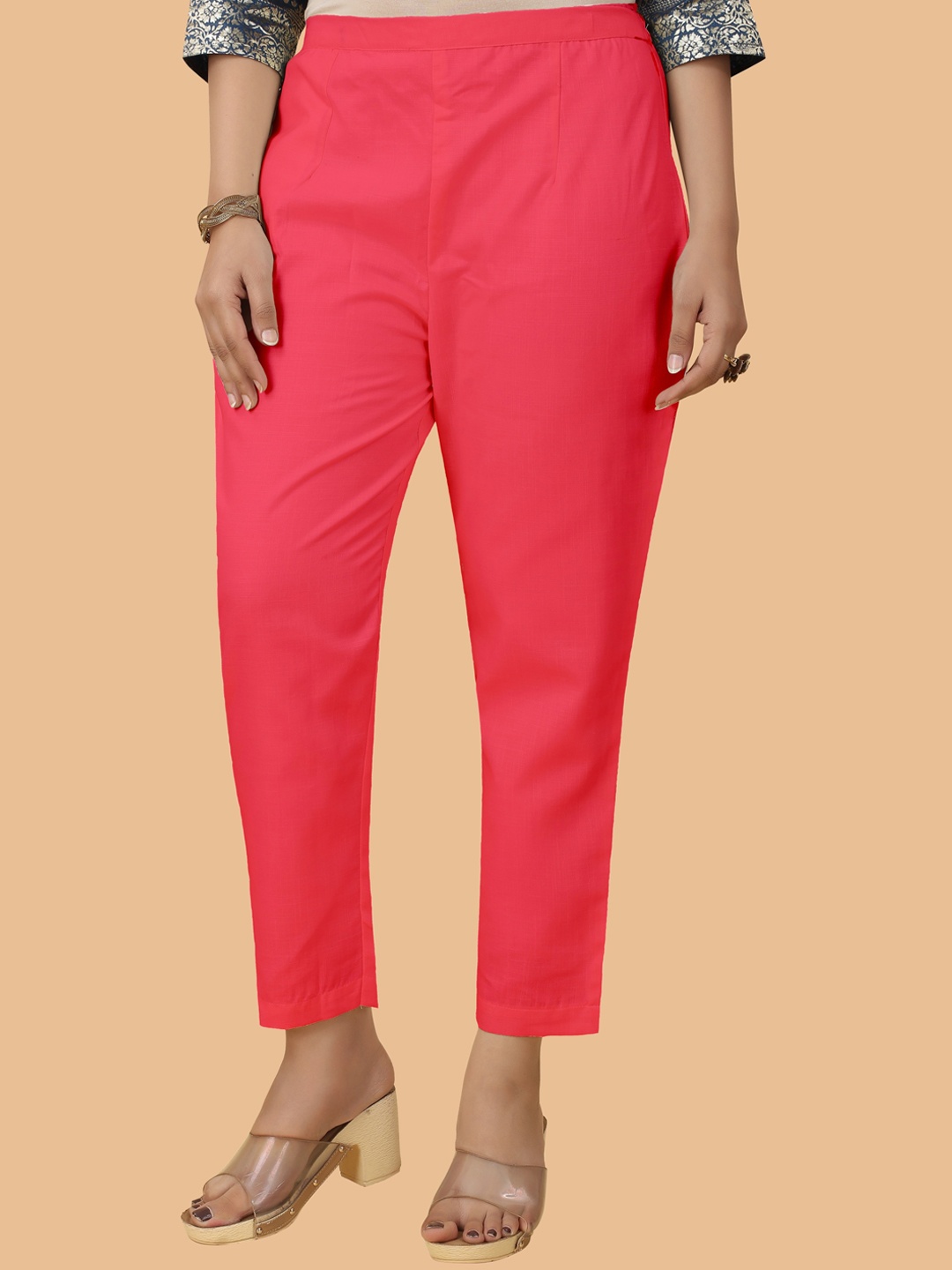 

BAESD Women Original Slim Fit Cotton Trousers, Red