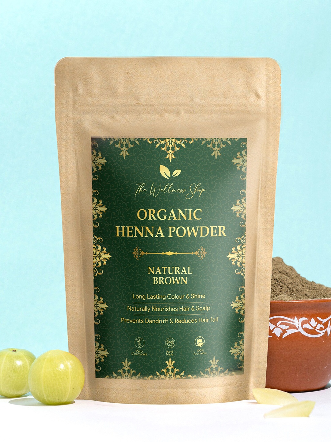 

The Wellness Shop Long Lasting Organic Henna Powder Hair Colour 100 g - Natural Brown 014