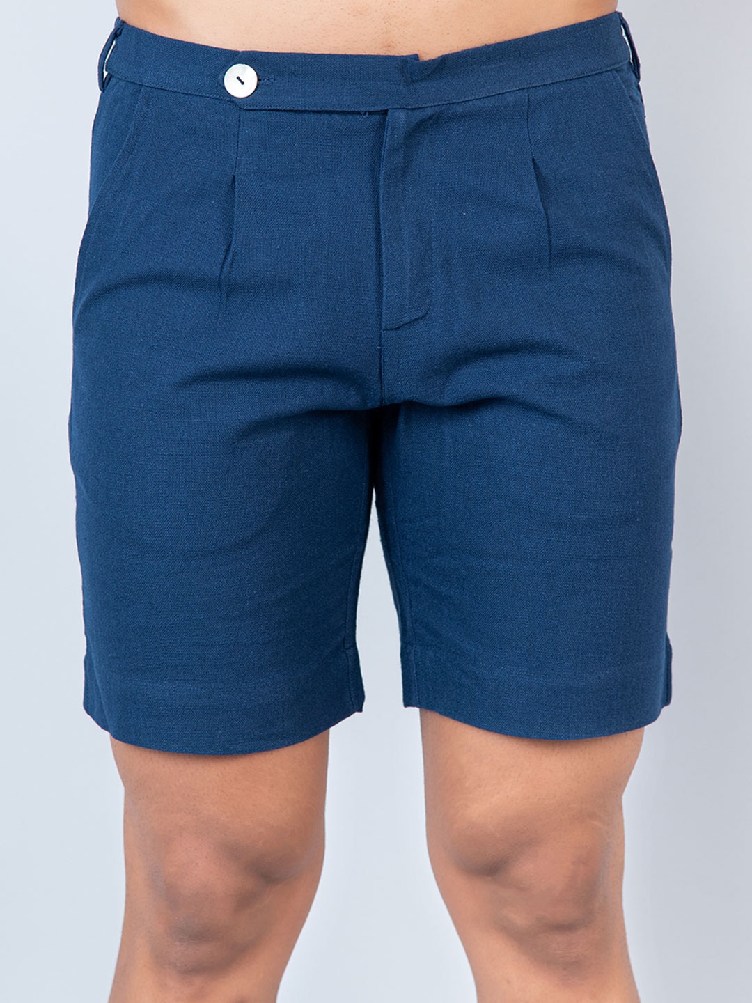 

Tistabene Men Linen Mid-Rise Shorts, Navy blue