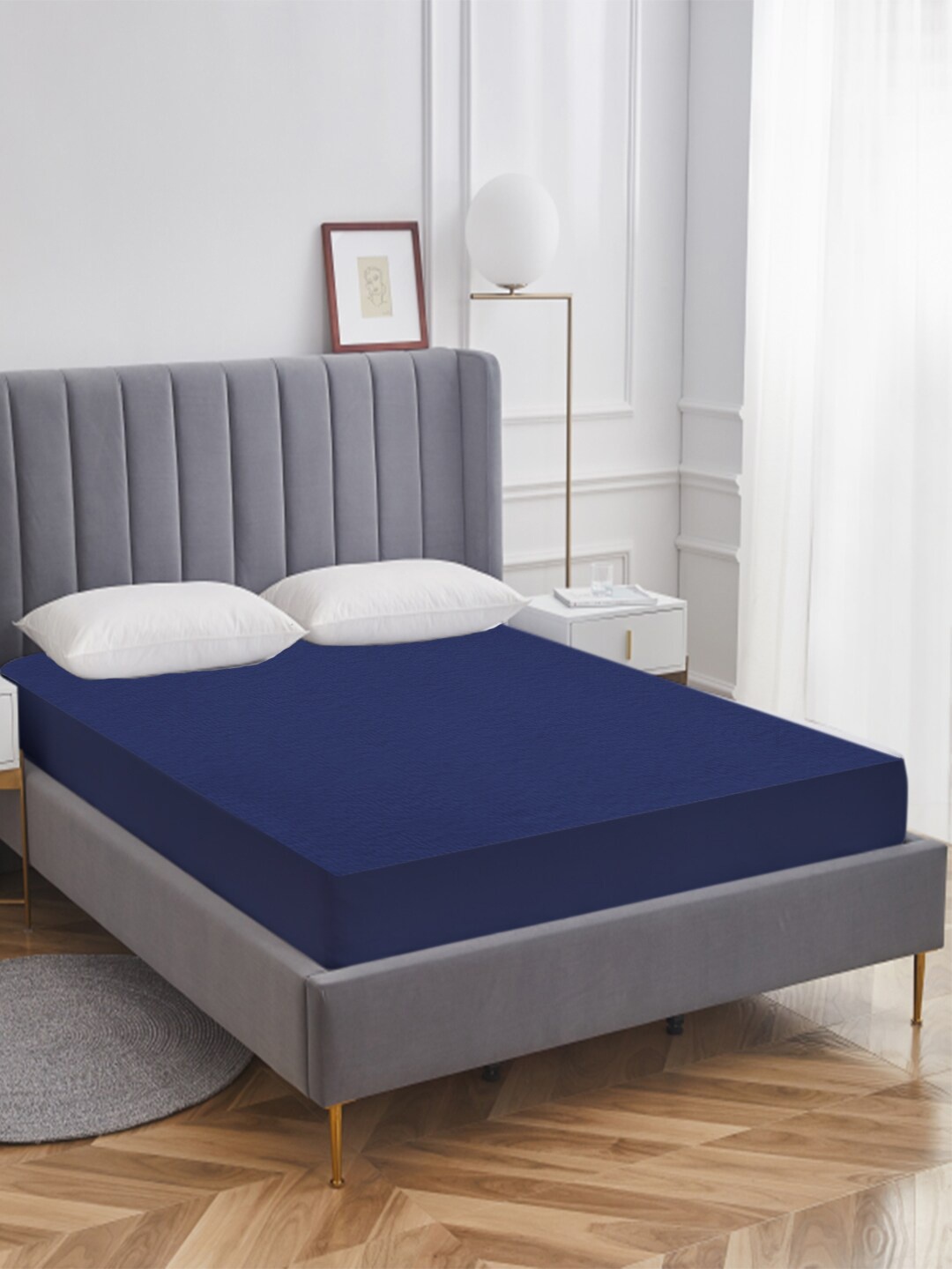 

AVI Navy Blue Terry Cotton Waterproof Queen-Size Bed Mattress Protector