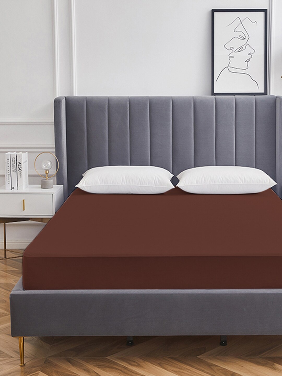 

AVI Beige Terry Cotton Waterproof Single Bed Mattress Protector, Brown