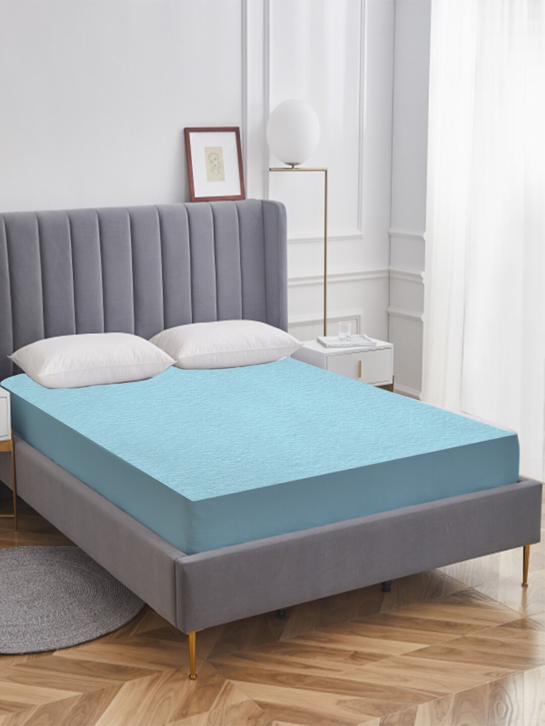

AVI Turquoise Blue Terry Cotton Waterproof Queen Bed Mattress Protector
