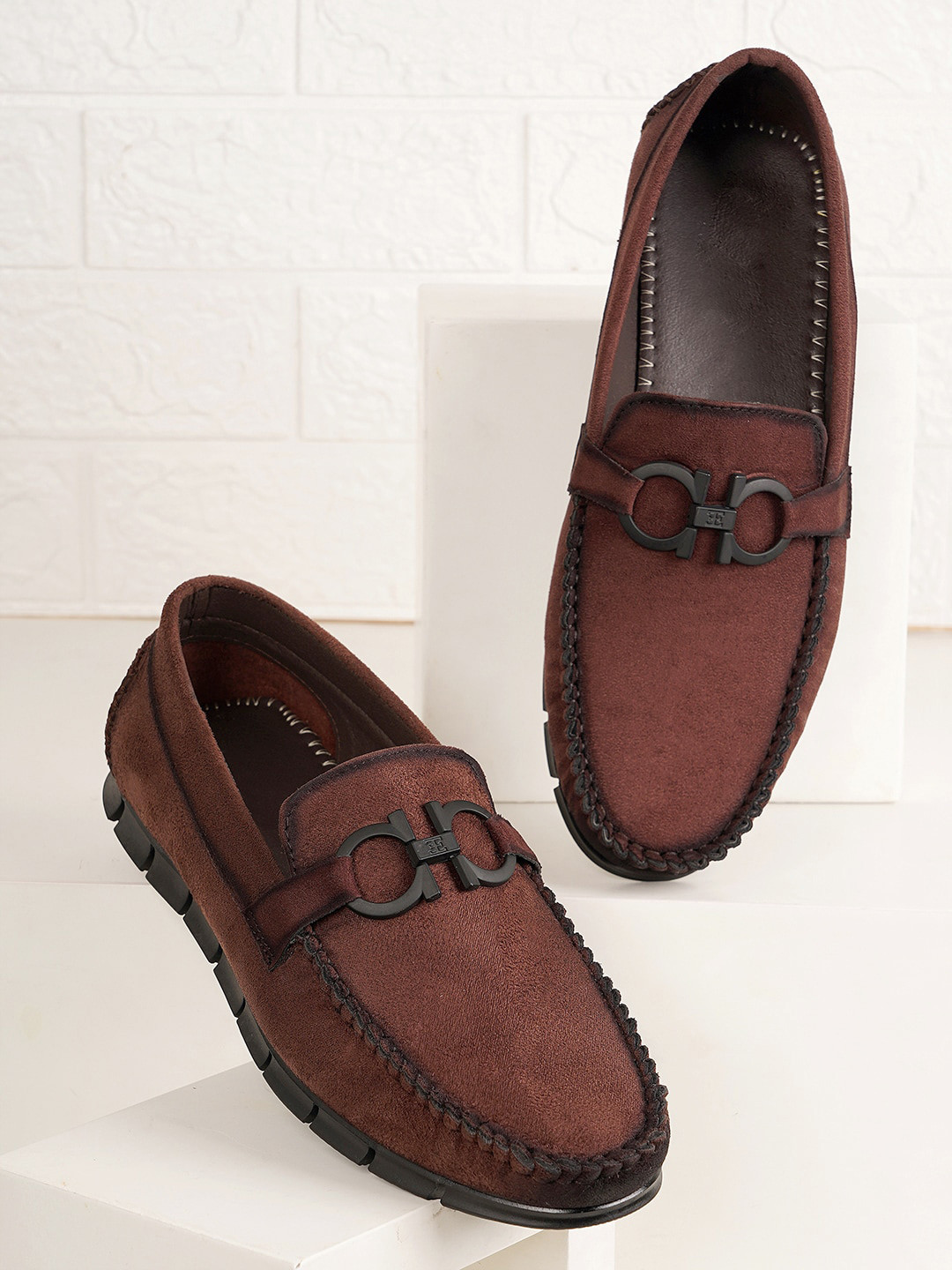 

Style Shoes Men Suede Lightweight Horsebit Loafers, Maroon