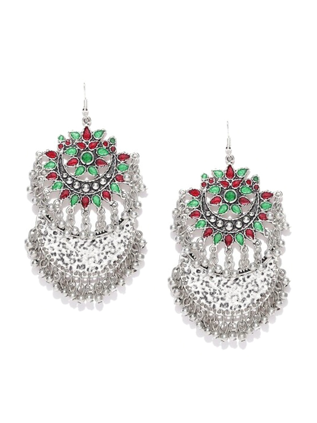 

Infuzze Handcrafted Studded Chandbalis Earrings, Silver