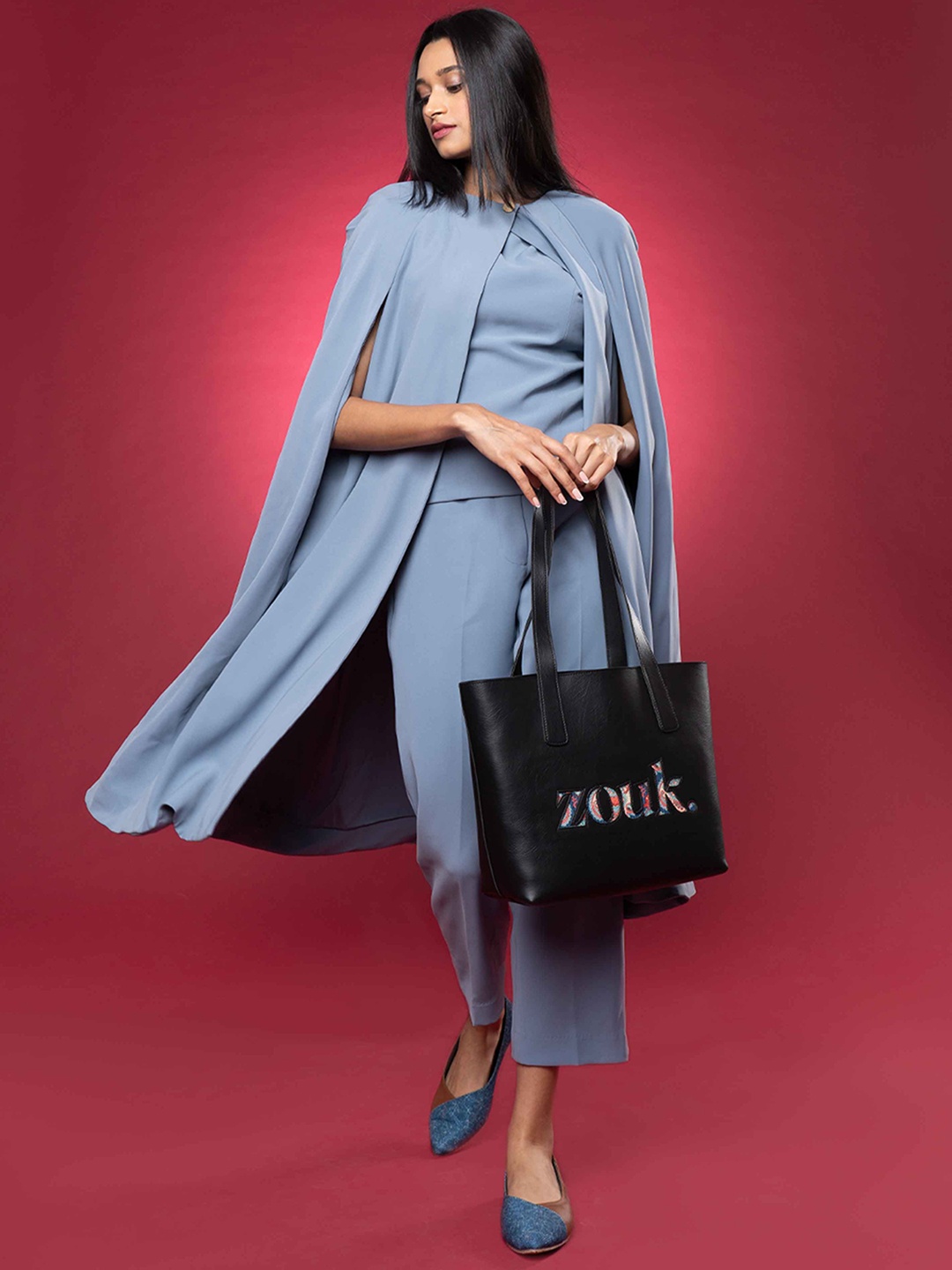 

ZOUK Printed Shopper Tote Bag, Black
