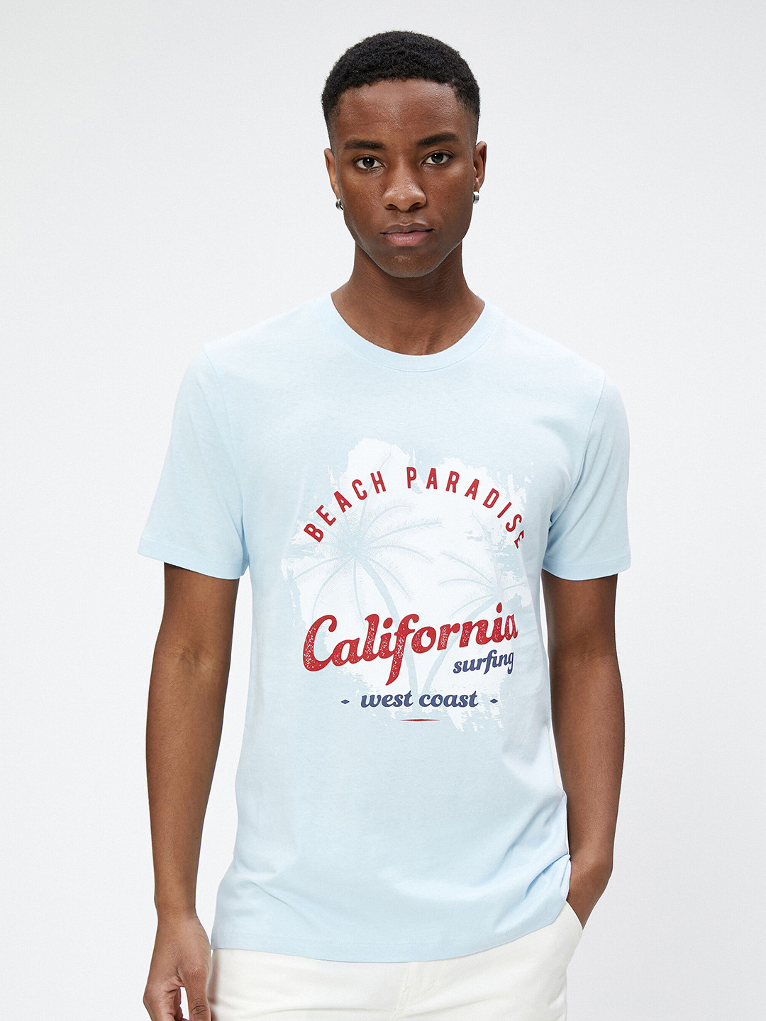 

Koton Typography Printed Round Neck Cotton Regular T-shirt, Blue
