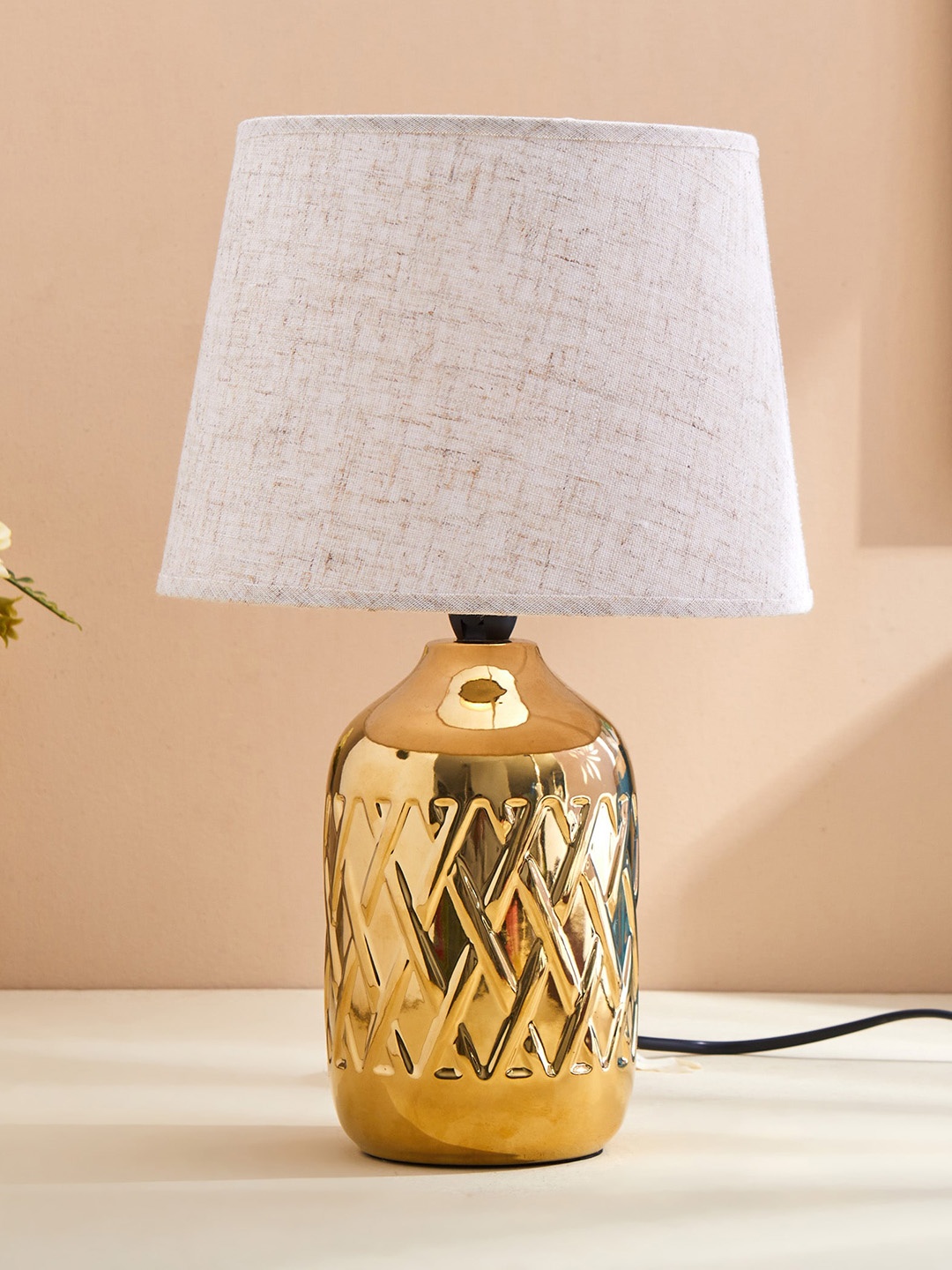 

Home Centre Tranquil Beige & Golden Ceramic Table Lamp