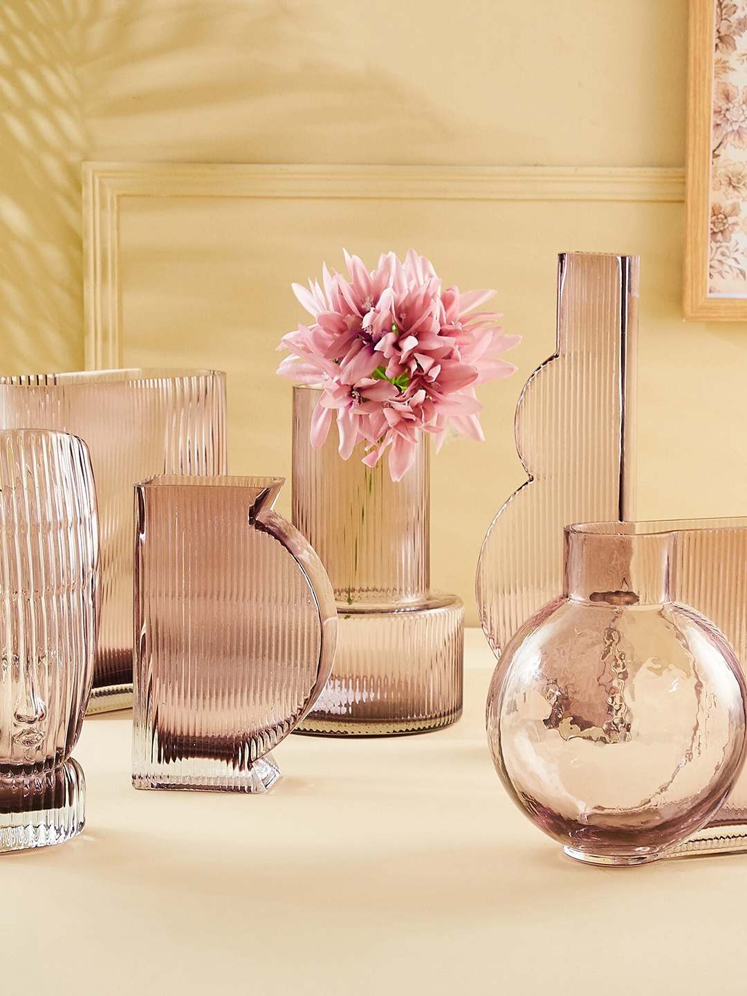 

Home Centre Brian Pink Textured Glass Face Shape Vase