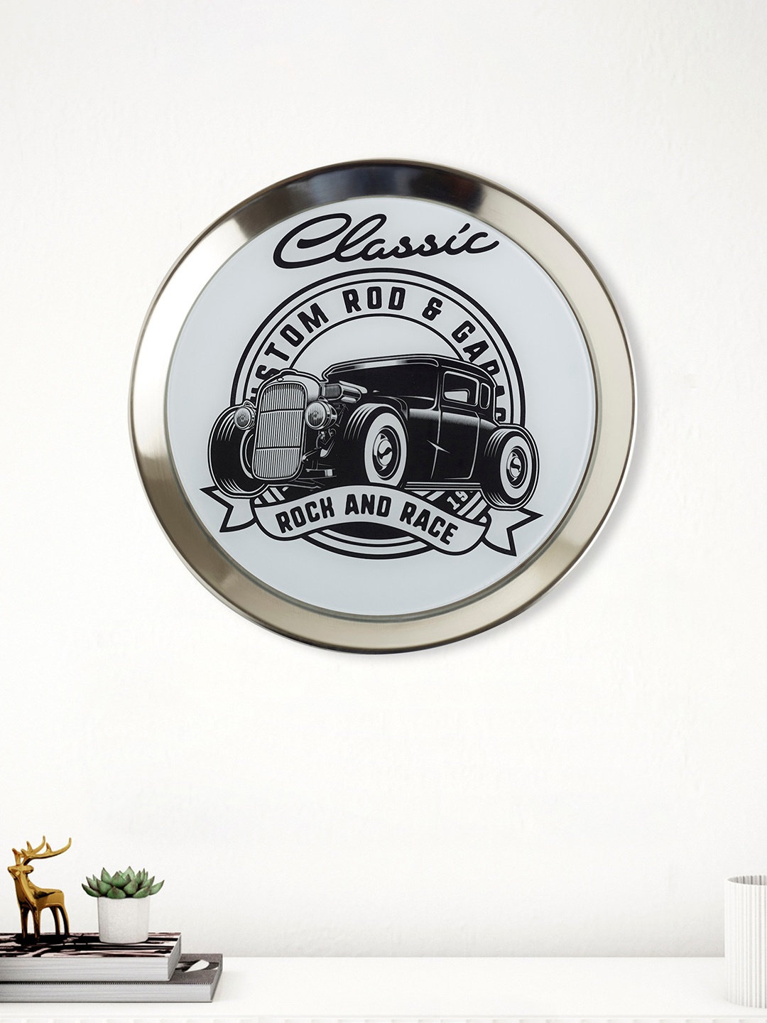 

Home Centre Corsica Silver-Toned Printed Car Metal Wall Plate