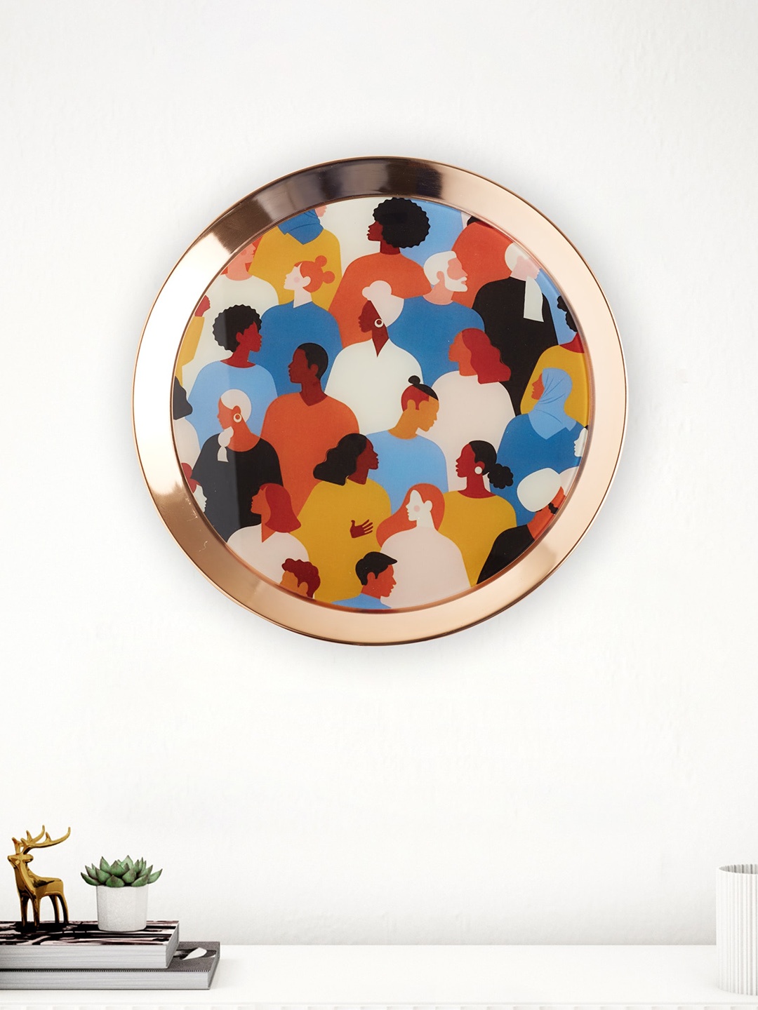 

Home Centre Artesia Copper-Toned & Blue Human Printed Metal Wall Plates