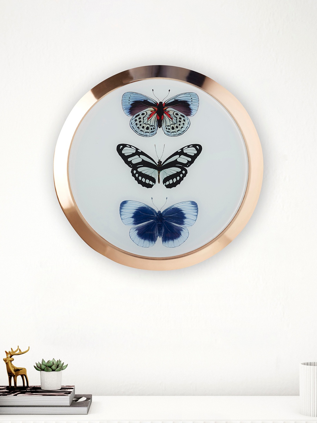 

Home Centre Corsica Copper-Toned & Blue Butterfly Printed Wall Plate
