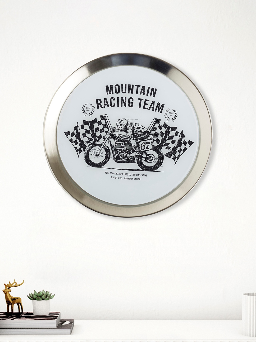 

Home Centre Corsica Grey Bike Printed Metal Wall Plate, Silver