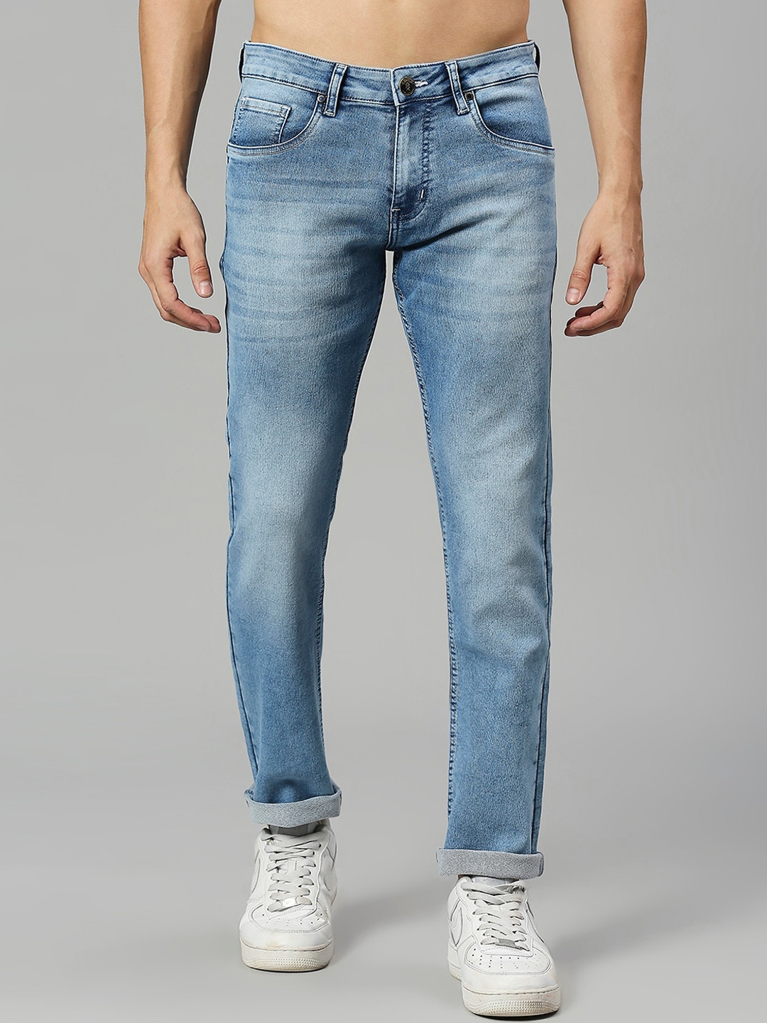 

Thomas Scott Men Mid-Rise Smart Slim Fit Heavy Fade Stretchable Jeans, Blue