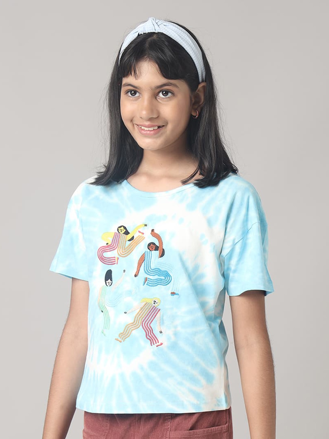 

UNDER FOURTEEN ONLY Girls Tie And Dyed Cotton T-Shirt, Blue