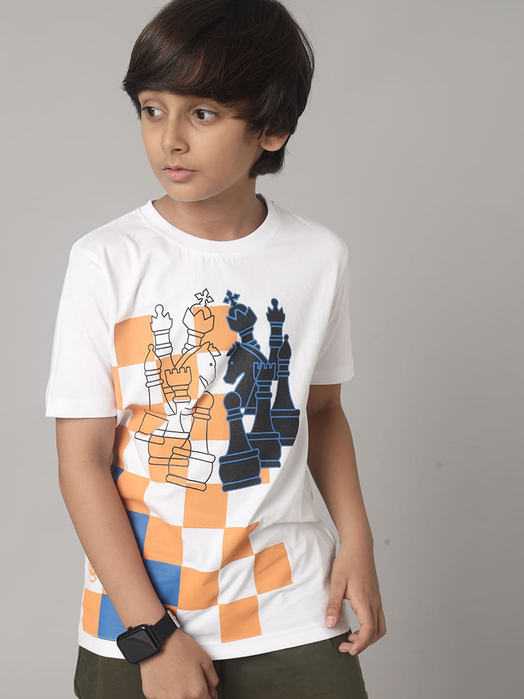 

UNDER FOURTEEN ONLY Boys Graphic Printed Cotton T-Shirt, White