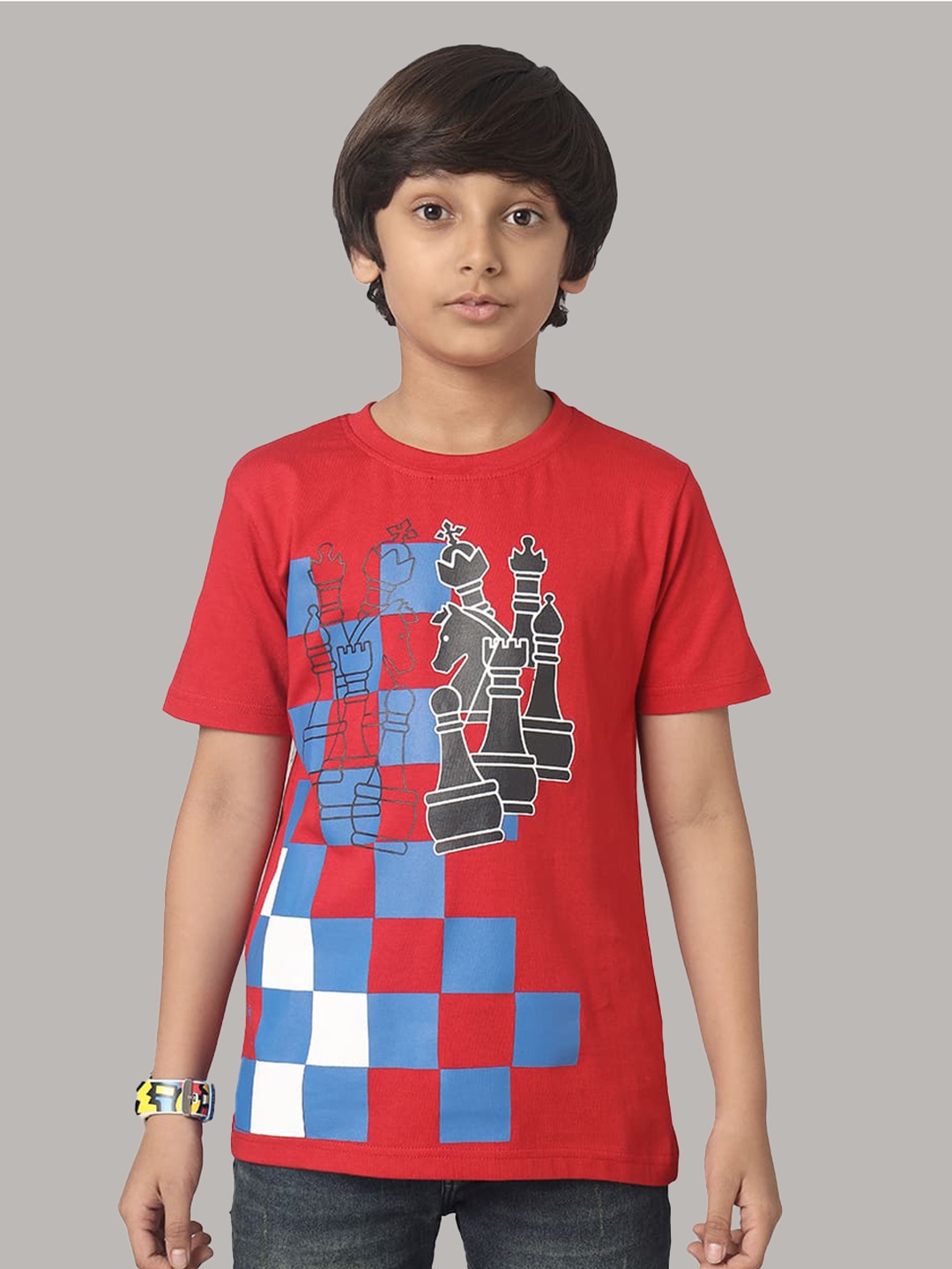 

UNDER FOURTEEN ONLY Boys Graphic Printed Cotton T-Shirt, Red
