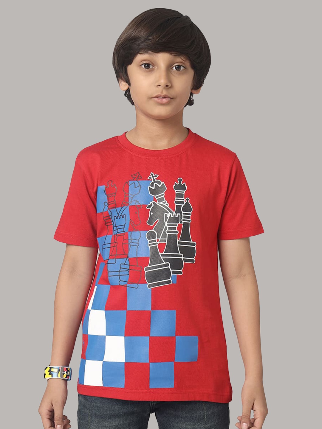 

UNDER FOURTEEN ONLY Boys Graphic Printed Cotton T-Shirt, Red