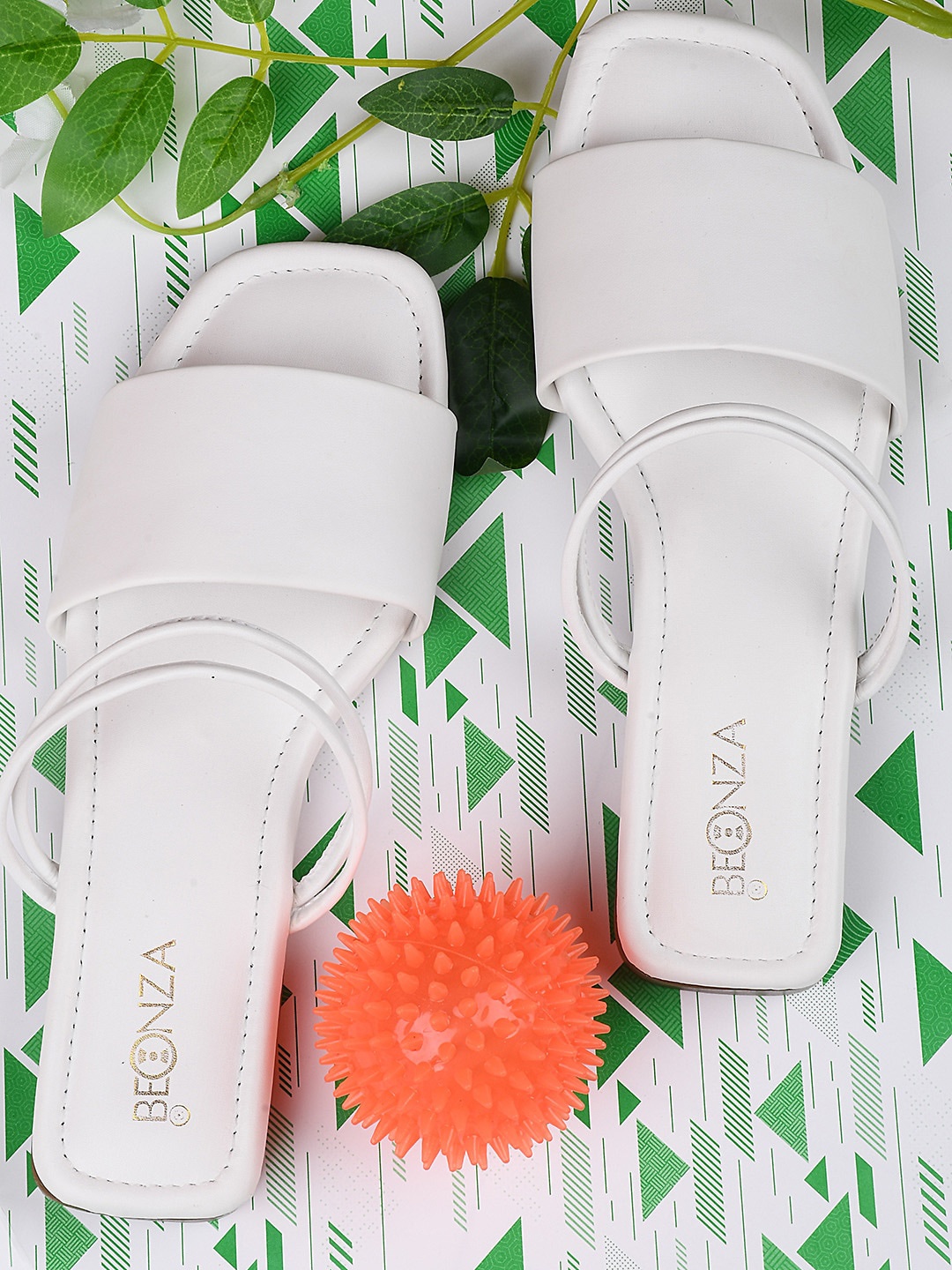 

BEONZA Strappy Open Toe Flats, White