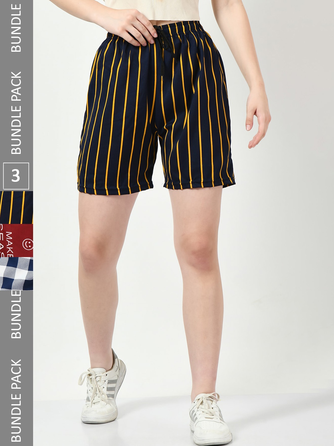 

BAESD Women Multicoloured Checked High-Rise Technology Shorts, Multi