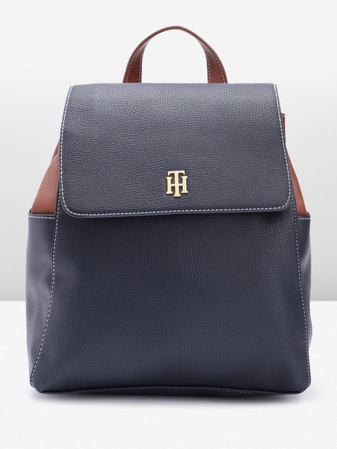 

Tommy Hilfiger Women Colourblocked & Textured Small Backpack, Navy blue