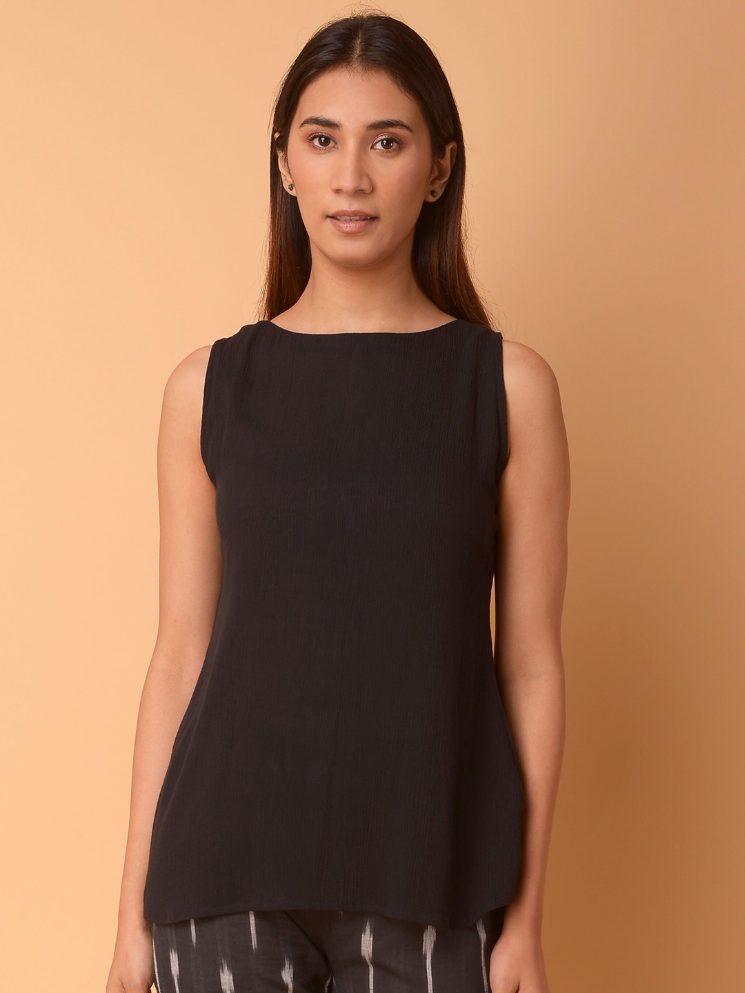 

PINKSKY Sleeveless Cotton Regular Top, Black