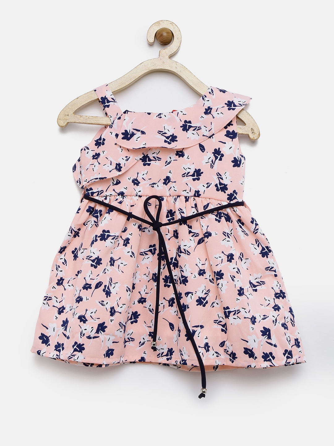 

Peppermint Girls Peach & Navy Printed Fit and Flare Dress