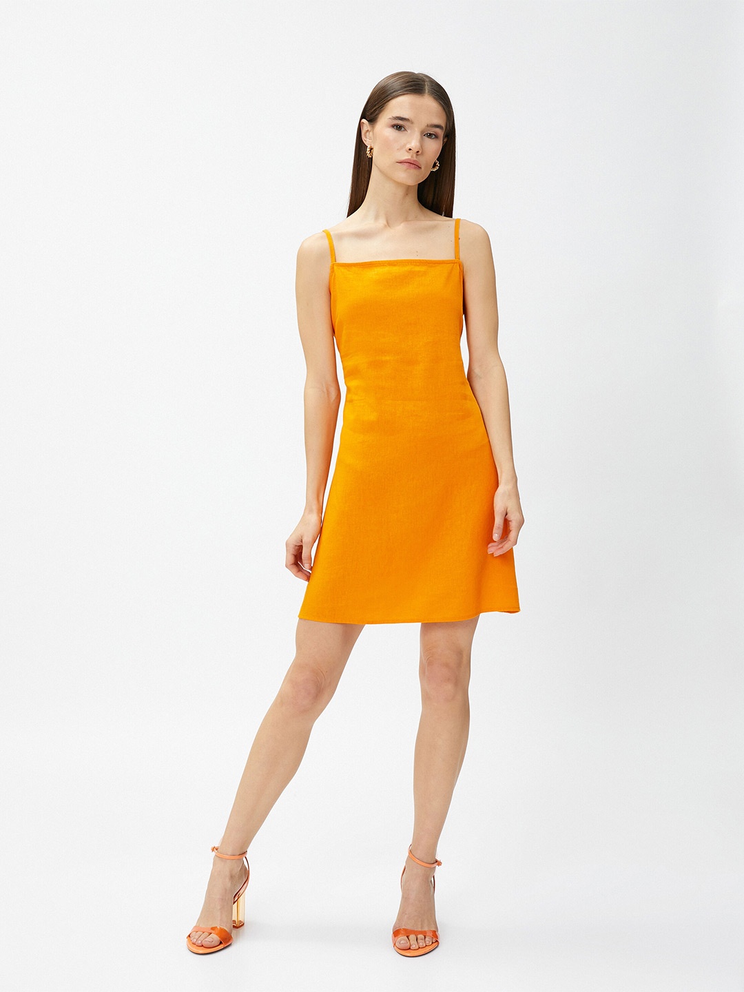 

Koton Shoulder Strap A-Line Dress, Orange