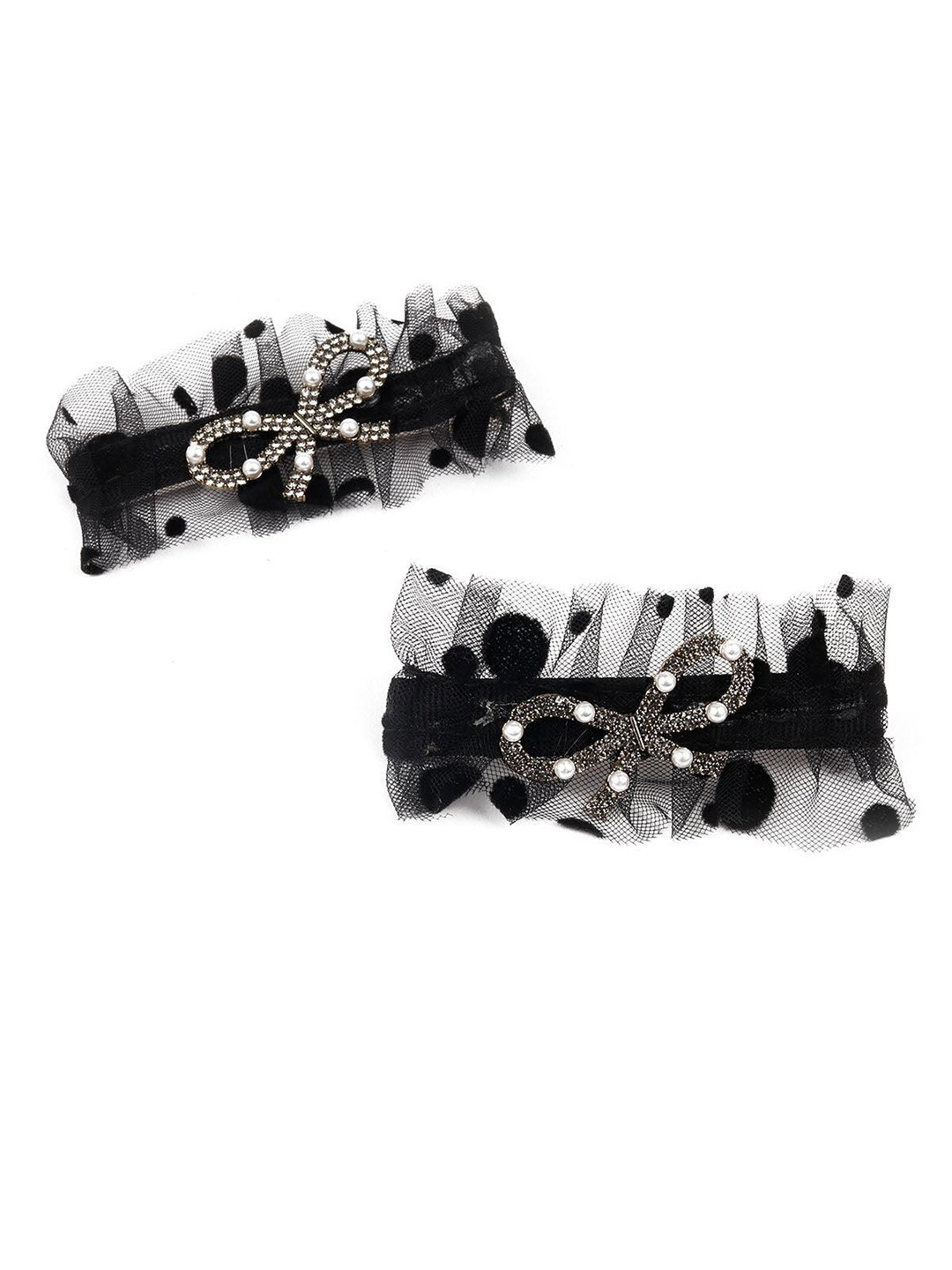 

ODETTE Women Pack of 2 Embellished Alligator Hair Clip, Black