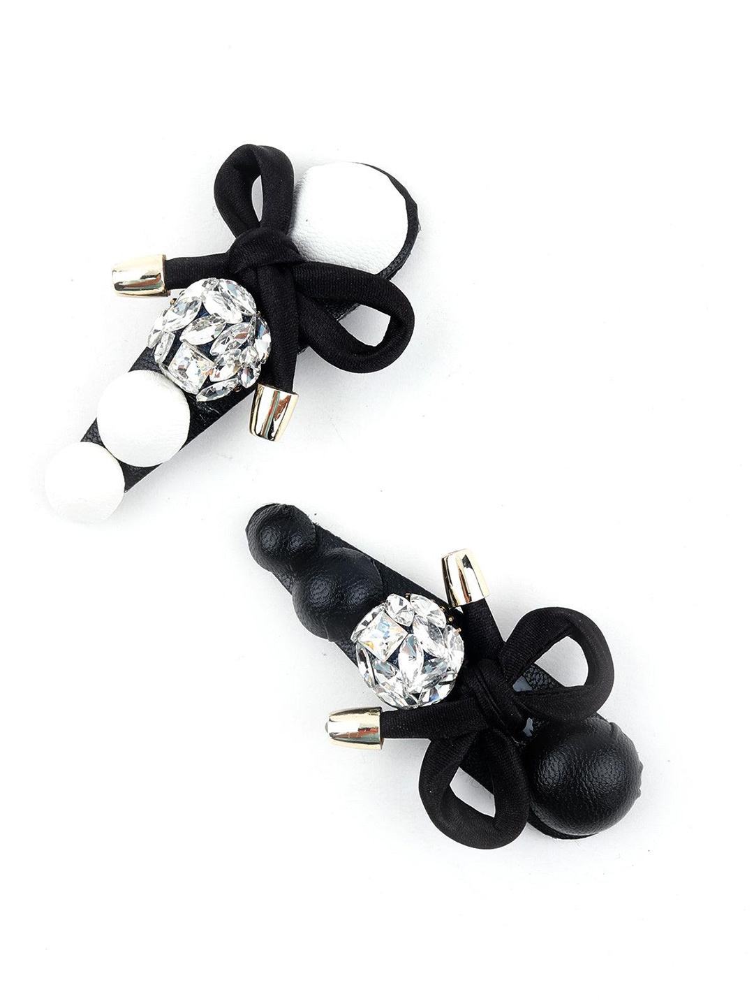 

ODETTE Set of 2 Embellished Alligator Hair Clips, Black