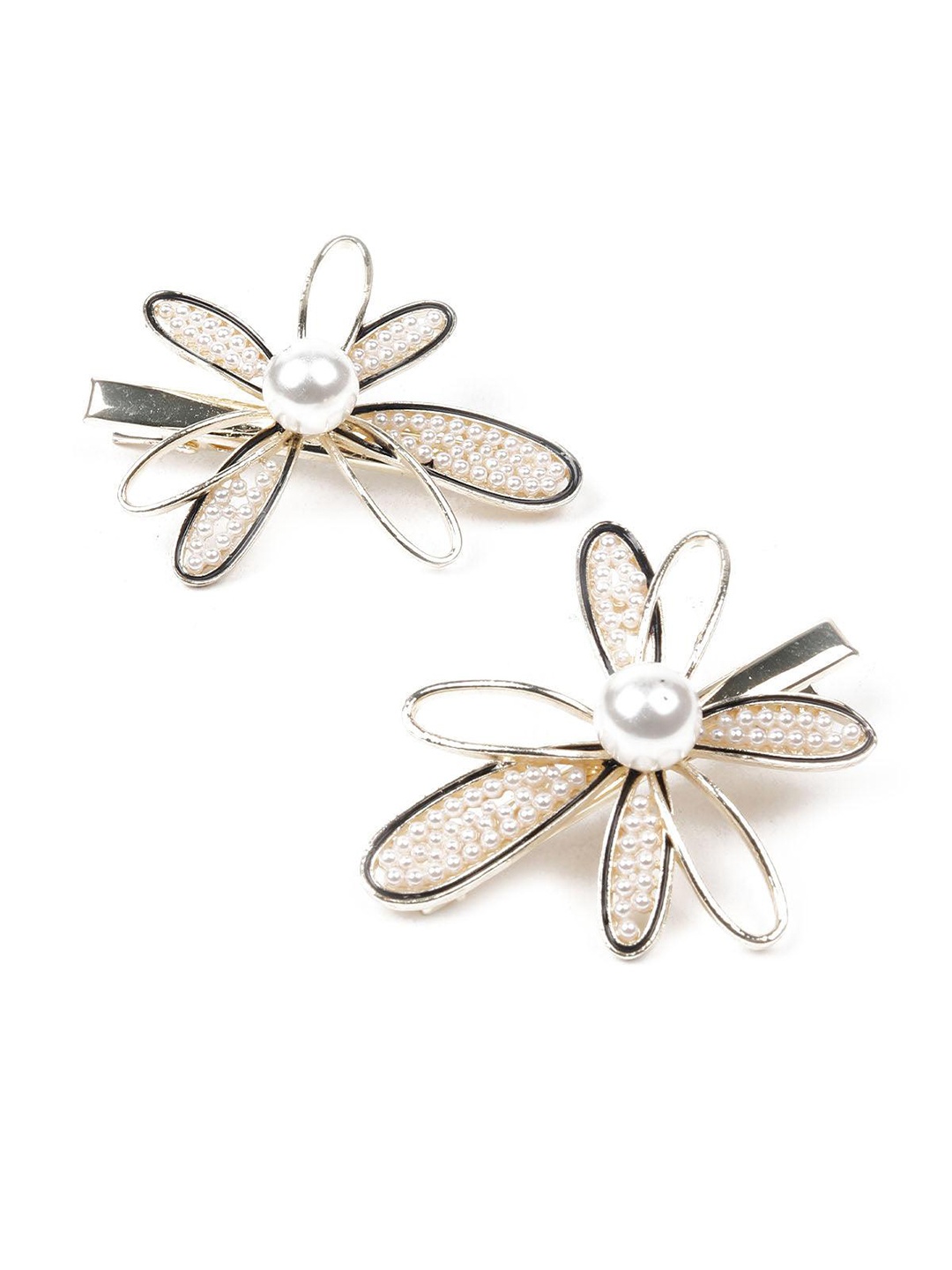 

ODETTE Set of 2 Embellished Alligator Hair Clip, Gold