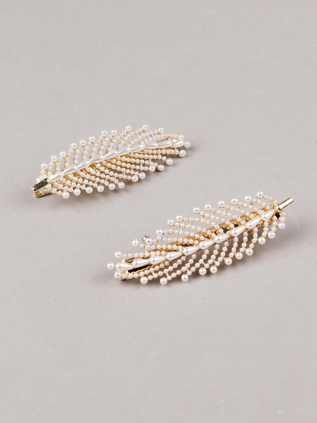 

ODETTE Set of 2 Embellished Alligator Hair Clip, Gold