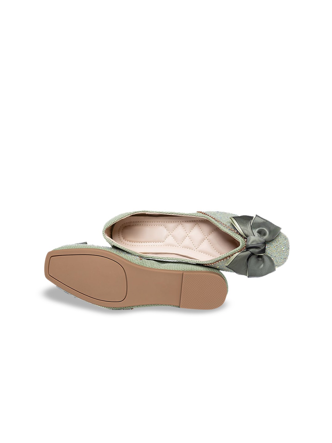 

ODETTE Bow Embellished Ballerinas, Sea green
