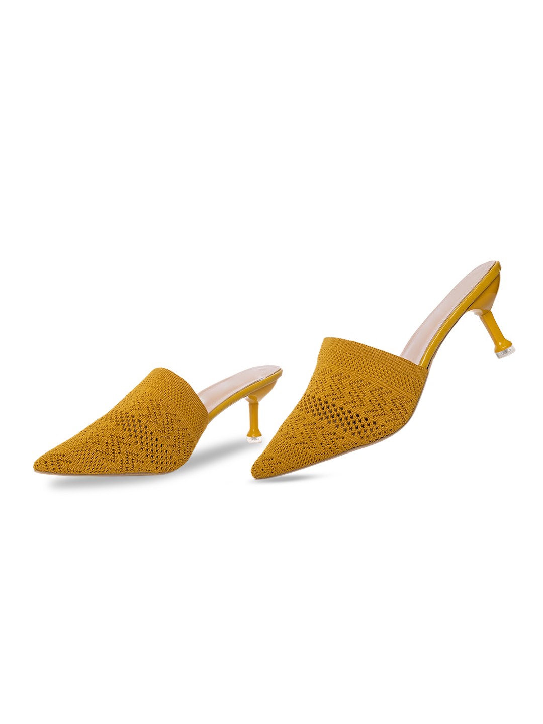 

ODETTE Pointed-Toe Mules With Stiletto Heels, Yellow