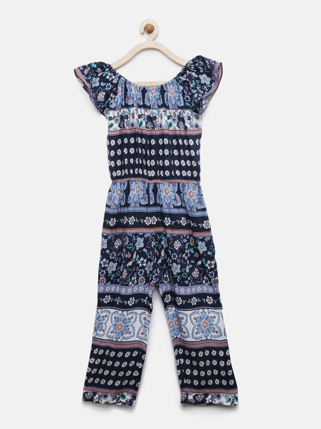 

Peppermint Navy Blue Printed Basic Jumpsuit