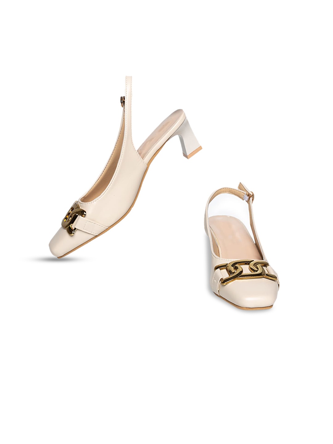 

ODETTE Square Toe Block Pumps With Backstrap, Pink