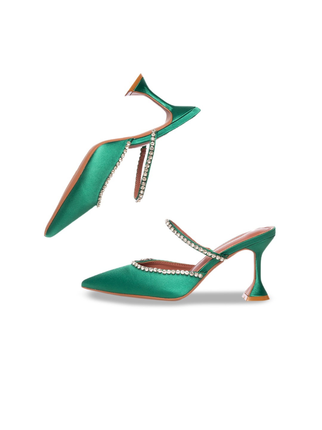 

ODETTE Embellished Pointed Toe Stiletto Pumps, Green