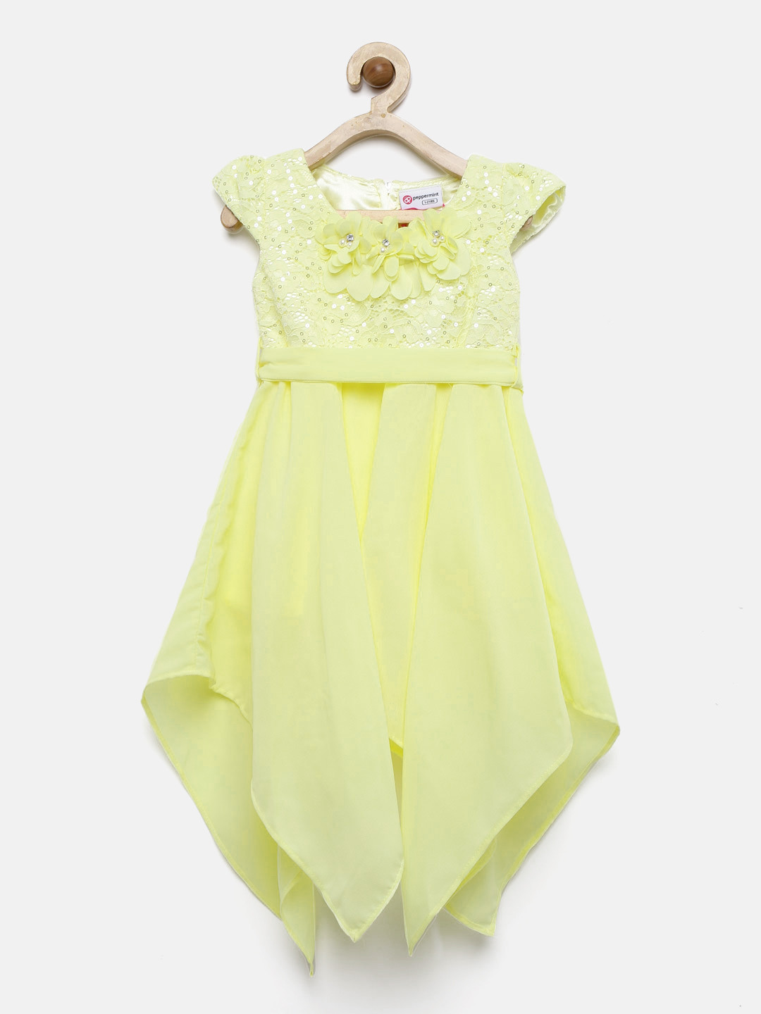 

Peppermint Girls Yellow Solid Fit and Flare Dress