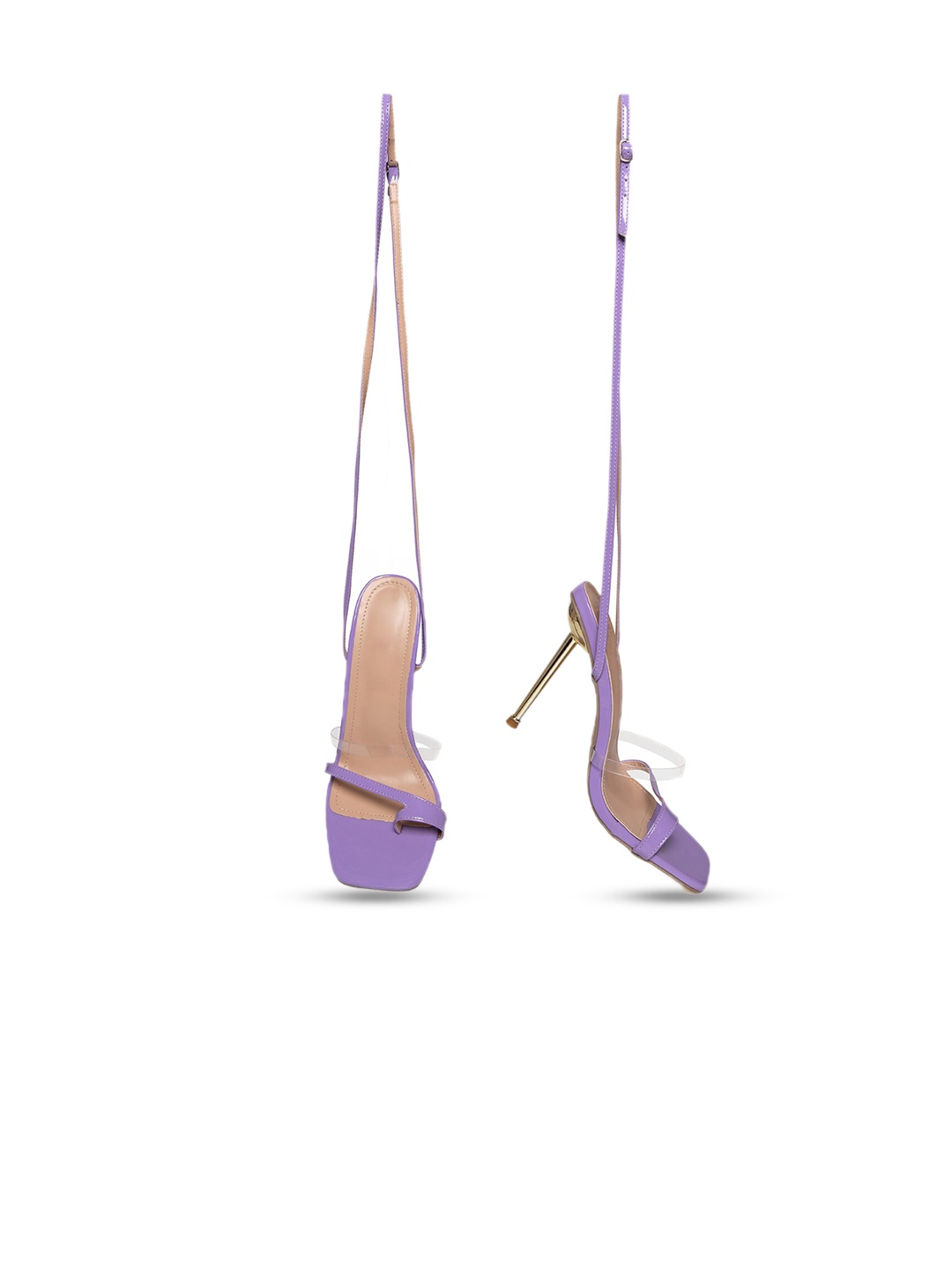 

ODETTE Slim Open Toe Heels With Lace-Ups, Purple