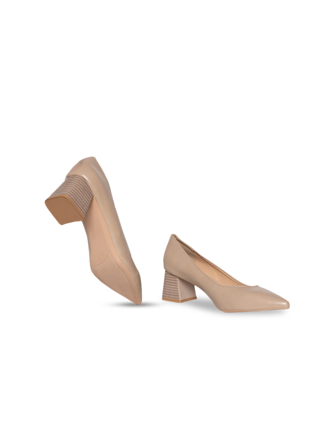 

ODETTE Pointed Toe Waterproof Block Heel Pumps, Beige