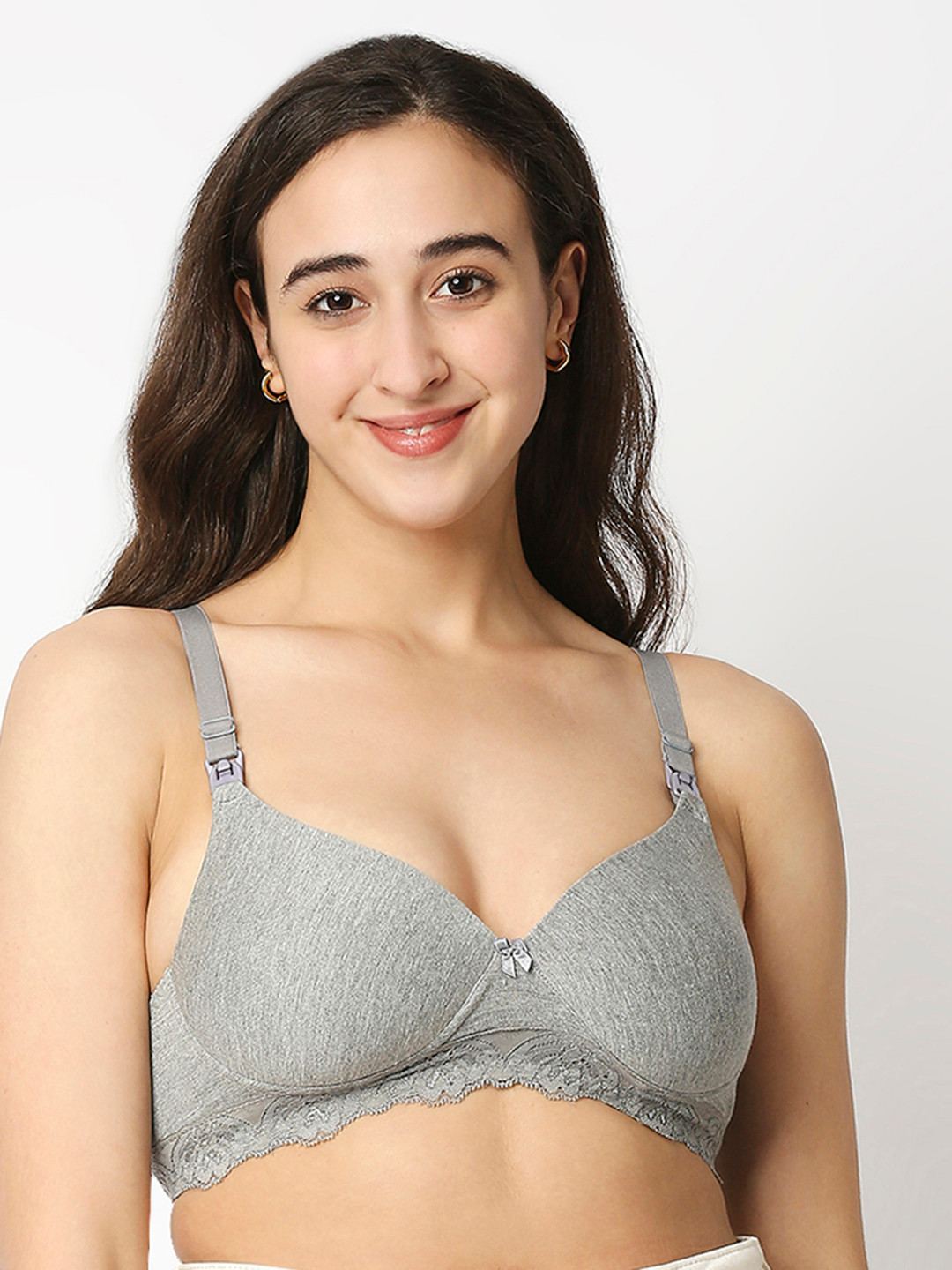 

Mee Mee Full Coverage Lightly Padded Cotton Maternity Bra, Grey